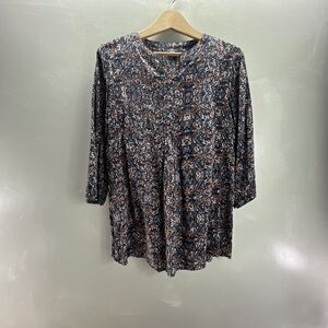 GINA BENOTTI Top Women's Size S (36/38) Long Sleeve V Neck Paisley Blouse